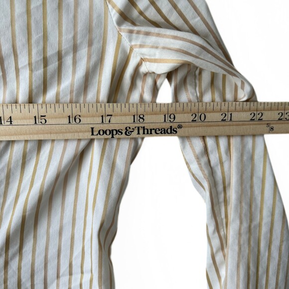 Express Button Down Long Sleeve Gold Striped V-Neck Blouse Women’s Size M - Picture 7 of 9